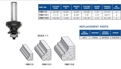 Bead and Cove Moulding Bits with Ball Bearing Guide