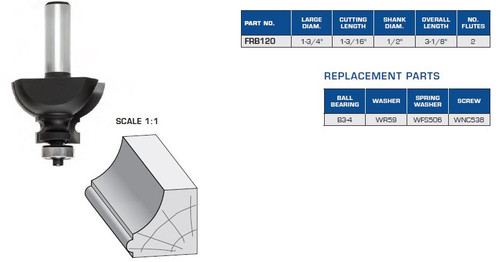 Cavetto with Bead Moulding Bit with Ball Bearing Guide