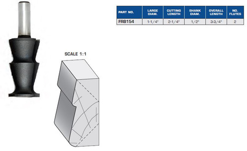 ROUTER BITS INDUSTRIAL QUALITY DOUBLE ECHINUS CROWN MOULDING TWO FLUTES FRB154