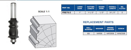 ROUTER BITS INDUSTRIAL QUALITY BEADED CAVETTO BEAK ARCHITECTURAL BALL BEARING GUIDE FRB78-3
