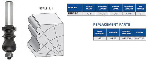 Beaded Scotia Architectural Moulding Bit with Ball Bearing Guide