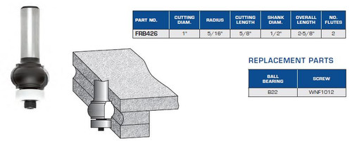 ROUTER BITS INDUSTRIAL QUALITY EDGE COVE TRIMMING NO MARK BALL BEARING GUIDE FRB426
