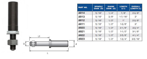 Replacement Parts - Arbors for Router Cutters Arbors with Nut and Washer