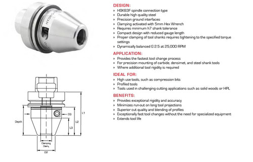 HSK63F Hydro-Grip Compact Hydraulic Toolholder