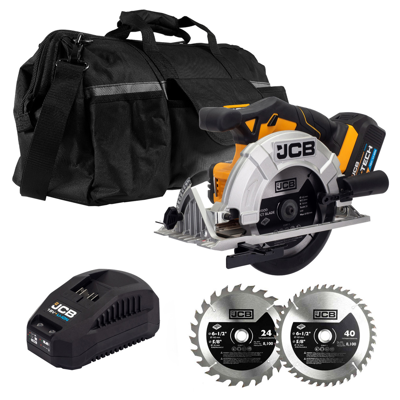 JCB 18V CIRCULAR SAW 5.0AH LITHIUM-ION BATTERY IN 20