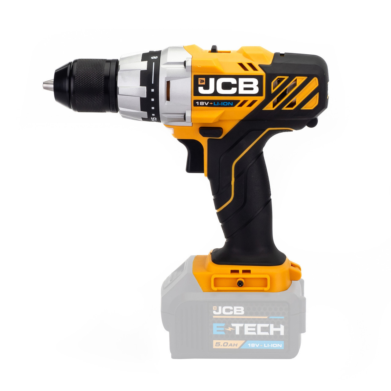 JCB 18V Cordless Drill Driver, 2.0Ah Li-ion Battery & 2.4A Fast