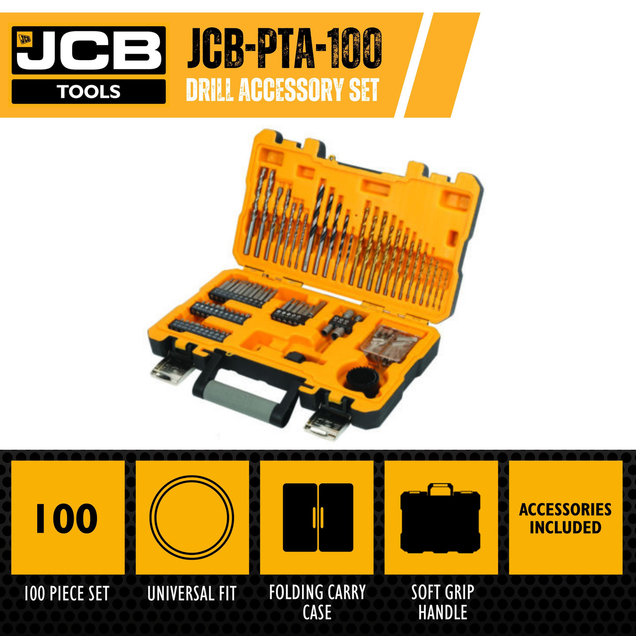 JCB 100 Piece Drill Accessory Set in Case | Shop Online