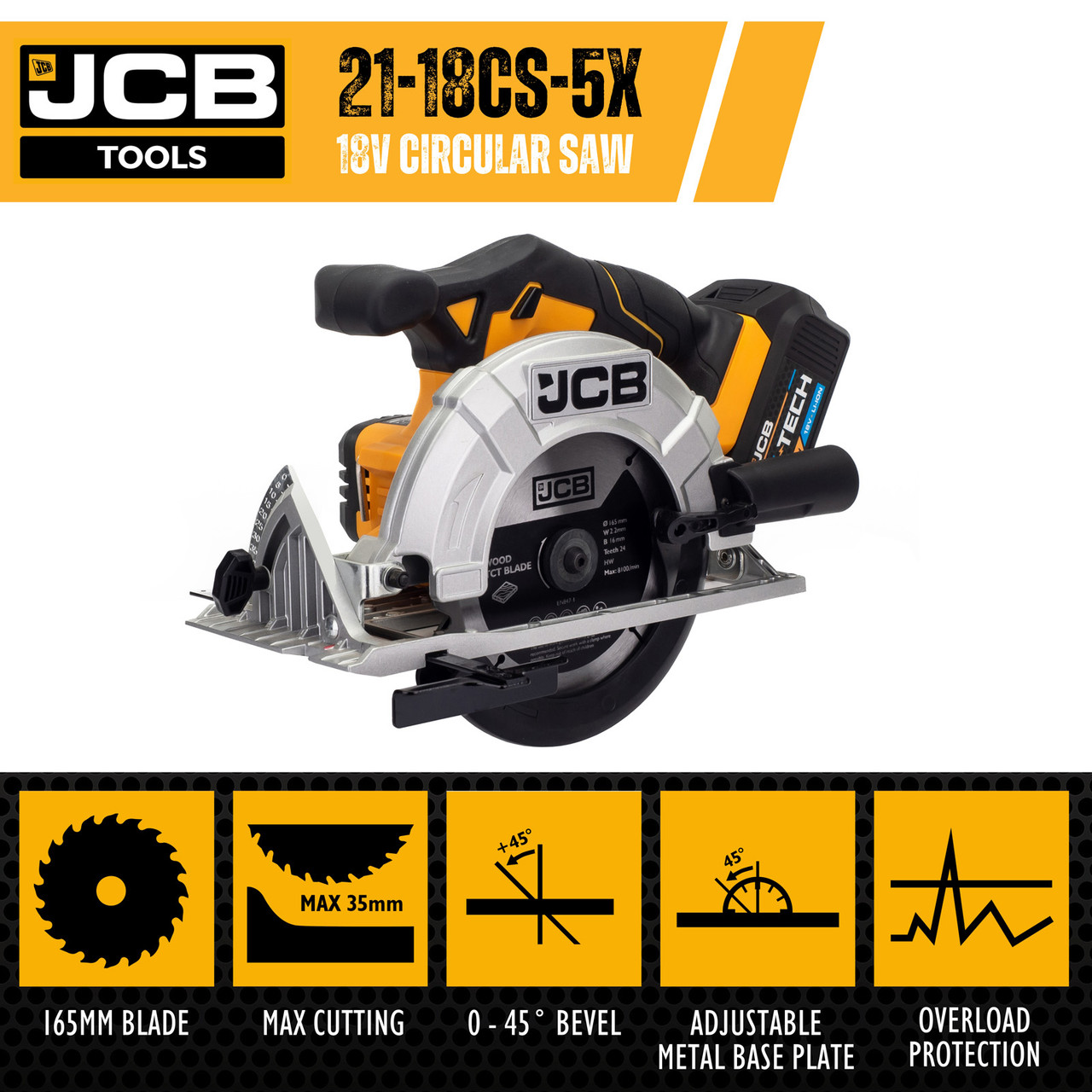 JCB 18V Cordless Circular Saw 5Ah Li ion battery 21 18CS 5X