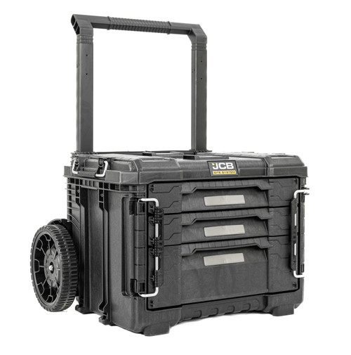 JCB Site System 3-Drawer Rolling Tool Box, 9" Wheels, 26.4L / 15kg Capacity | JCB-SITESYS-C3D JCB Site System 3-Drawer Rolling Tool Box, 9" Wheels, 26.4L / 15kg Capacity | JCB-SITESYS-C3D