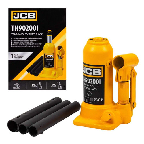 JCB 2 Tonne Bottle Jack, Heavy-duty Jack for Cars, Lift 172-372mm |  JCB-TH902001