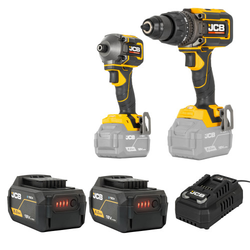 JCB Pro 18V Kit, 160Nm Combi Drill, 230Nm Impact Driver, 2x 5.0Ah Batteries & 4.5A Fast Charger (in Carry Case) | JCB-18PKIT-3 JCB Pro 18V Kit, 160Nm Combi Drill, 230Nm Impact Driver, 2x 5.0Ah Batteries & 4.5A Fast Charger (in Carry Case) | JCB-18PKIT-3