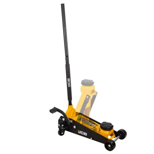 JCB 3 Tonne Hydraulic Trolley Jack, Quick Lift Pedal, 500mm Max Height, and Rubber Pad for Vehicle Protection | JCB-T83502