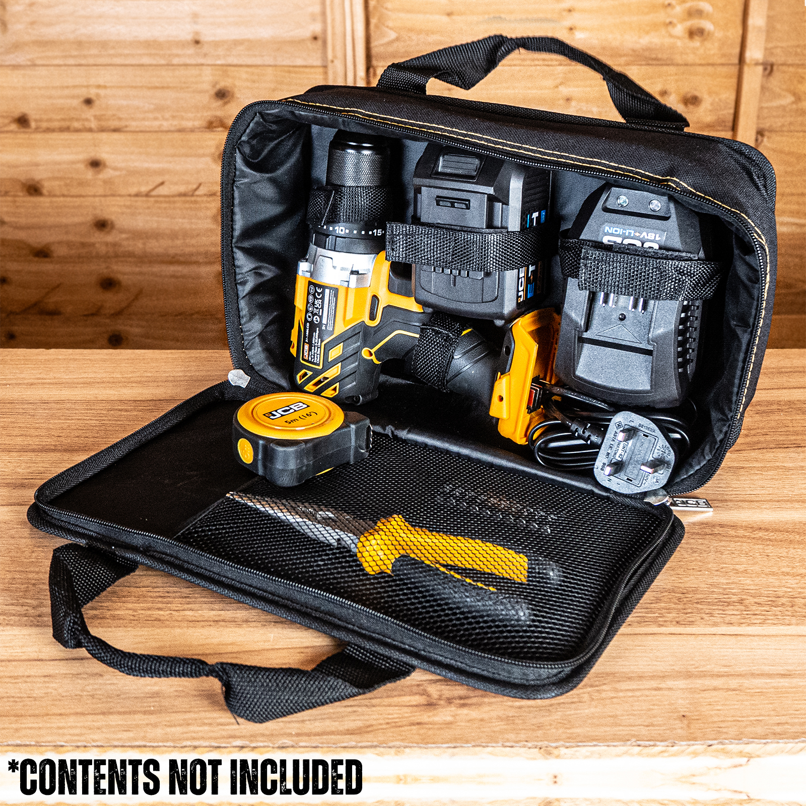 JCB Zipped Power Tool Bag Storage Case, 35 x 11 x 21.5cm