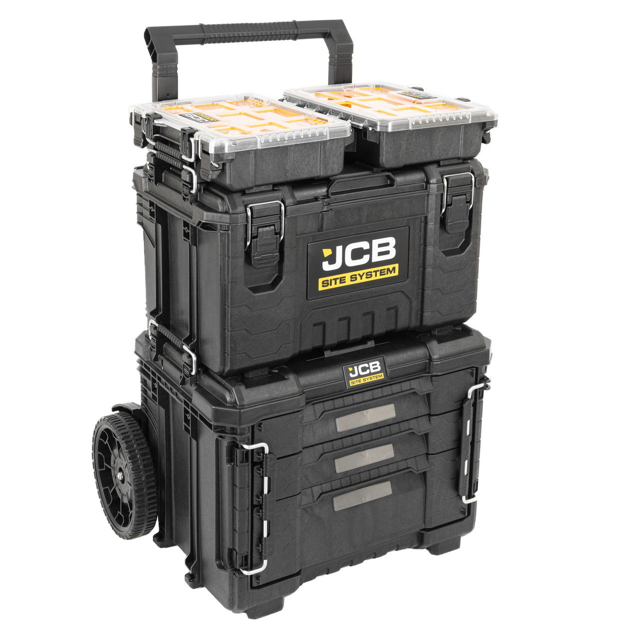 JCB Site System 5-Piece Tool Storage Set, Heavy-Duty Modular Toolboxes | JCB-SITESYS-ST-2