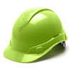 High Vis Green Pyramex Ridgeline 4-Point Ratchet Hard Hat