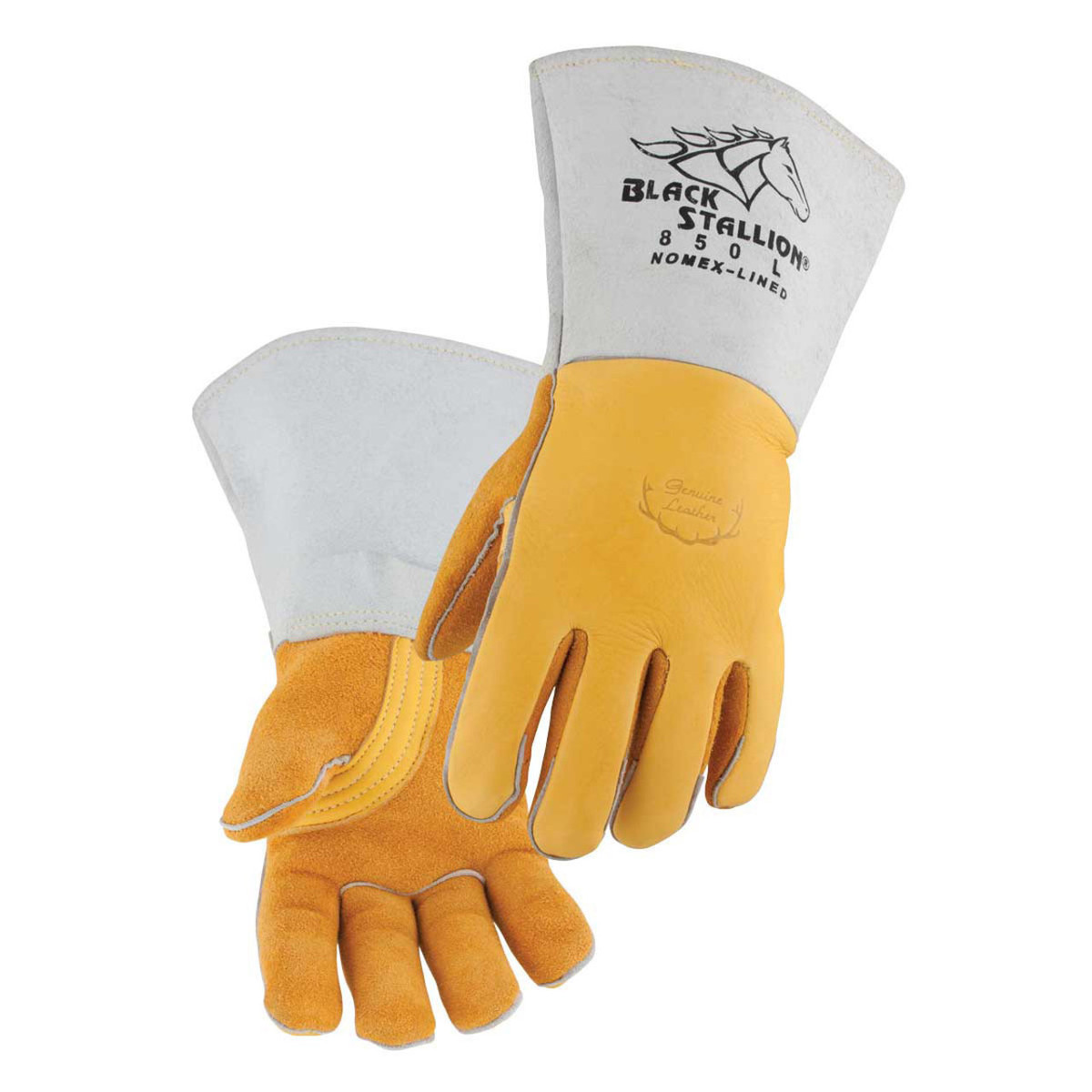 Black Stallion 850 Premium Grain Elkskin Stick Welding Gloves with Nomex  Lined Back - Single Pair
