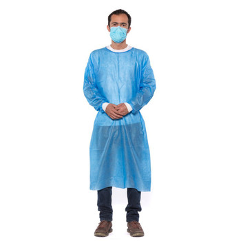 Disposable Isolation Gown, Non-Medical - Blue - Pack of 10 (L)