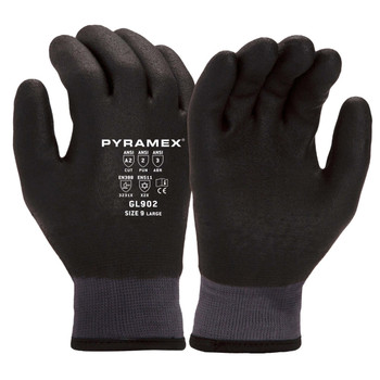 Pyramex Safety GL902 Black Insulated A2 Cut HPT Dipped Gloves - Single Pair