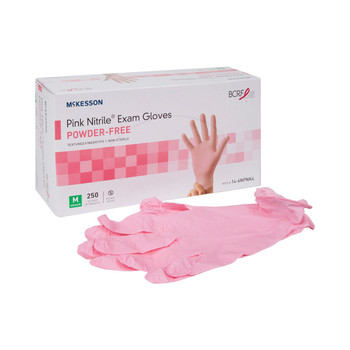 McKesson Pink Nitrile Exam Glove - 3.6 mil - Box of 250 (S, M, L, XL)