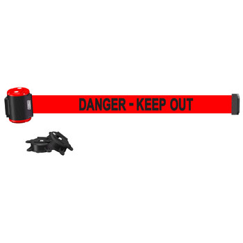 Banner Stakes 15' Wall-Mount Retractable Belt, Red "Danger - Keep Out" - MH1509