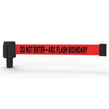 Banner Stakes 15' Long Retractable Barrier Belt, Red "Do Not Enter - Arc Flash Boundary"; Pack of 5 - PL4077