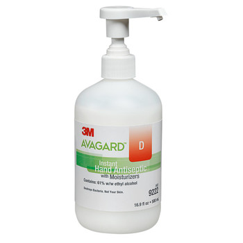 3M Avagard D Hand Antiseptic, 16 oz, Pump Bottle - 9222 - Case of 12