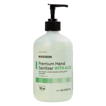 McKesson Premium Hand Sanitizer with Aloe, 18 oz, Gel, Pump Bottle - 53-27037-18 - Case of 12