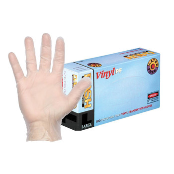 DASH Vinyl PF Exam Grade Disposable Gloves, Clear, 3.1 mil, Box of 100