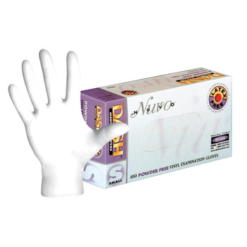 Dash Nuvo Super Stretch Vinyl Gloves - White - 2.4 mil - Case of 1000