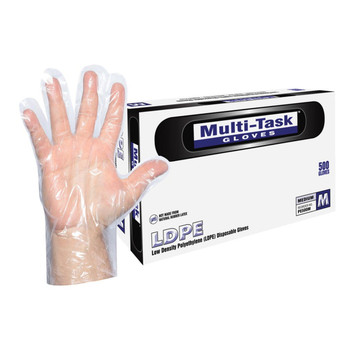 DASH Multi-Task Polyethylene Disposable Gloves, Clear, 0.4 mil, Case of 5000