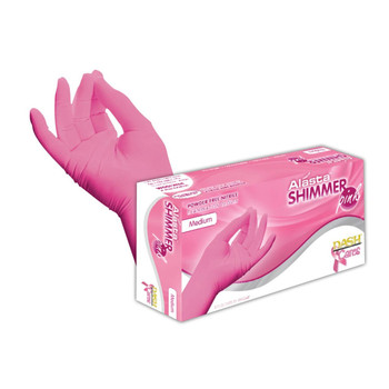 DASH Alasta Shimmer Nitrile Exam Grade Disposable Gloves, Pink, 3.9 mil, Case of 1000