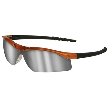 Crews Dallas Safety Glasses with Orange Frame and Silver Mirror Lens - DL217