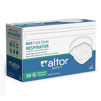 Altor Safety N95 NIOSH Folded Respirator 62220, USA Made - Box of 50