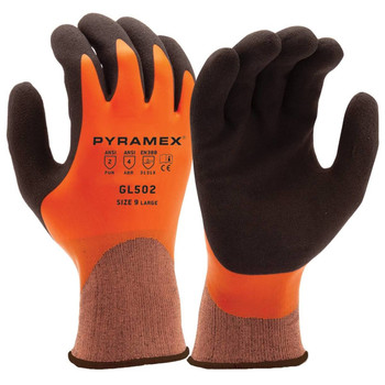 Pyramex GL502 High-Vis Orange Water Resistant Sandy Latex Double Dipped Gloves