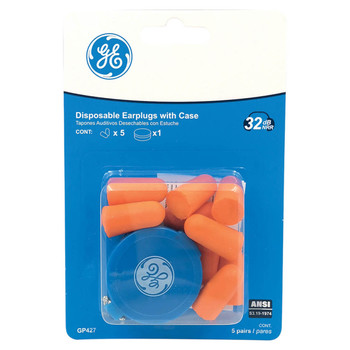 General Electric 32 dB Polyurethane Foam Bullet Earplugs - Orange - 5 Pair - GP427