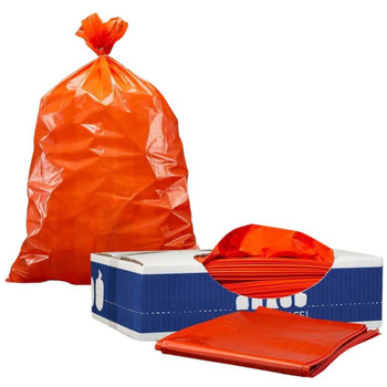 42 Gallon Contractor Trash Bags - Orange, 50 Bags - 3 Mil