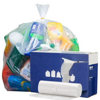 40-45 Gallon Trash Bags - Clear, 100 Bags (4 Rolls of 25) - 1.2 Mil