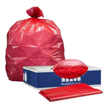 55-60 Gallon Trash Bags - Red, 50 Bags - 1.2 Mil