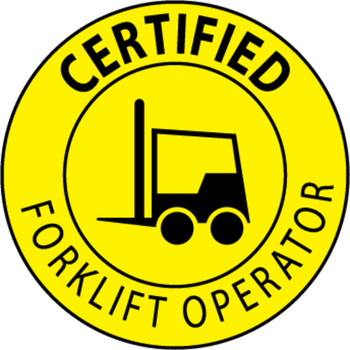Certified Forklift Operator 2" Vinyl Hard Hat Emblem - Single Sticker