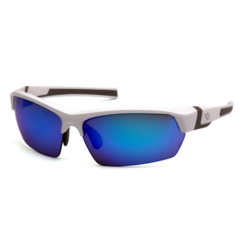 Venture Gear Tensaw Safety Glasses - Ice Blue Mirror Anti-Fog Lens - White Gray Frame