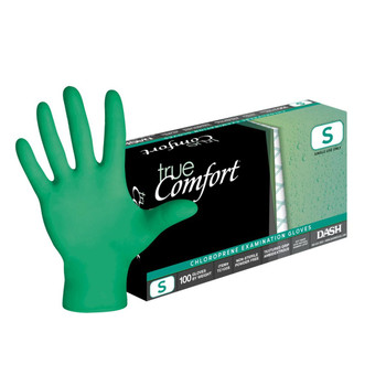 DASH True Comfort Polychloroprene Exam Grade Disposable Gloves, Green, 5.1 mil, Box of 100