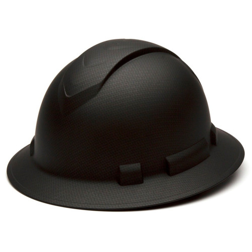 Pyramex Ridgeline Full Brim Hard Hat 4-Point Ratchet Suspension - HP54117 - Black Graphite
