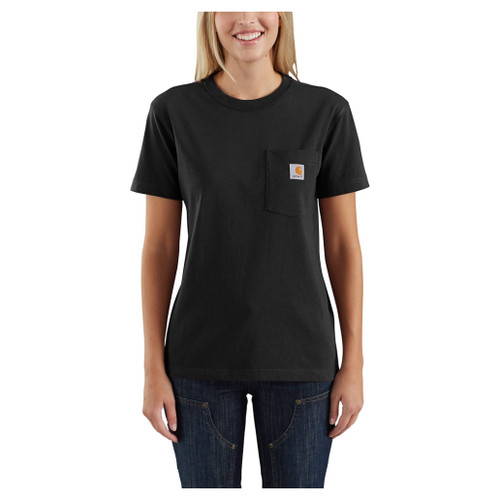 Black Women's Carhartt Workwear Pocket T-Shirt - WK87