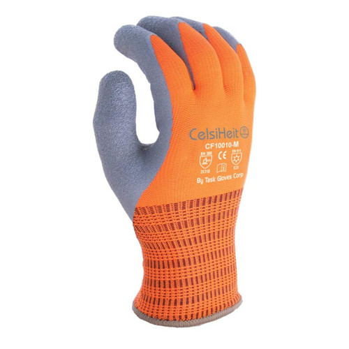 TASK CelsiHeit Hi-Vis ANSI A2 Cold Weather Latex Coated Gloves - CF10010 - Single Pair