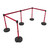 Banner Stakes 60' Barrier System with 5 Bases, Post, Stakes, and 4 Retractable Belts; Red "DANGER – ENTRÉE INTERDITE" - PL4547
