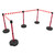 Banner Stakes 60' Barrier System with 5 Bases, Post, Stakes, and 4 Retractable Belts; Red/White Diagonal Stripe - PL4598