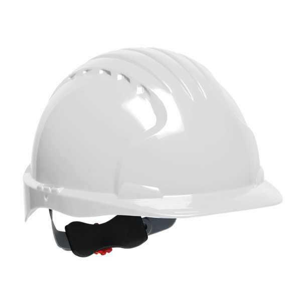 White JSP Evolution Deluxe Non-Vented Hard Hat - Wheel Ratchet - 6151