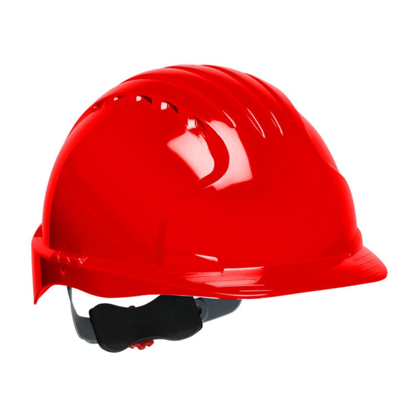 Red JSP Evolution Deluxe Non-Vented Hard Hat - Wheel Ratchet - 6151