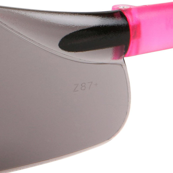 MCR BearKat BK2 Small Frame Safety Glasses - Gray Lens - Non-Slip Pink Temple