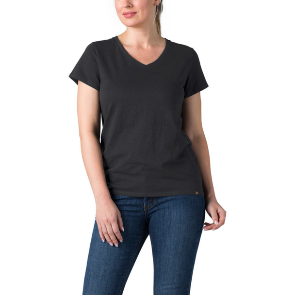 Black Dickies Women's Short Sleeve V-Neck T-Shirt